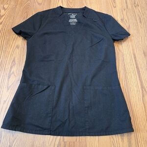 Jaanuu Black Scrub Top Woven Shirt Pockets Esthetician Nurse Work Scrubs XS